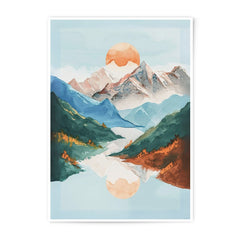 Mountain Reflection Photographic Print, Watercolor Art, Landscape Poster, Home Decor, Nature Wall Art, Sunrise Photography, Gift Idea - Tawshia
