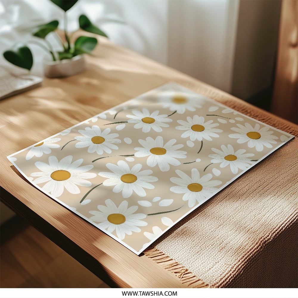 Daisy Photographic Print, Floral Art Print, Flower Wall Art, Botanical Print, Beige Aesthetic Decor, Modern Home Decor, Nature Inspired Art - Tawshia