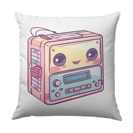 Cute Kawaii Tape Player Pillow, Retro Aesthetic Throw Pillow, Anime Style Room Decor, Funky Accent Pillow, 80s Cassette Player Pillow - Tawshia