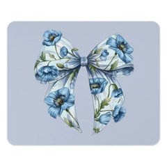 Floral Bow Mouse Pad, Blue Poppy Mousepad, Cute Mousepad, Office Decor, Computer Accessories, Gift For Her, Desk Accessories - Tawshia