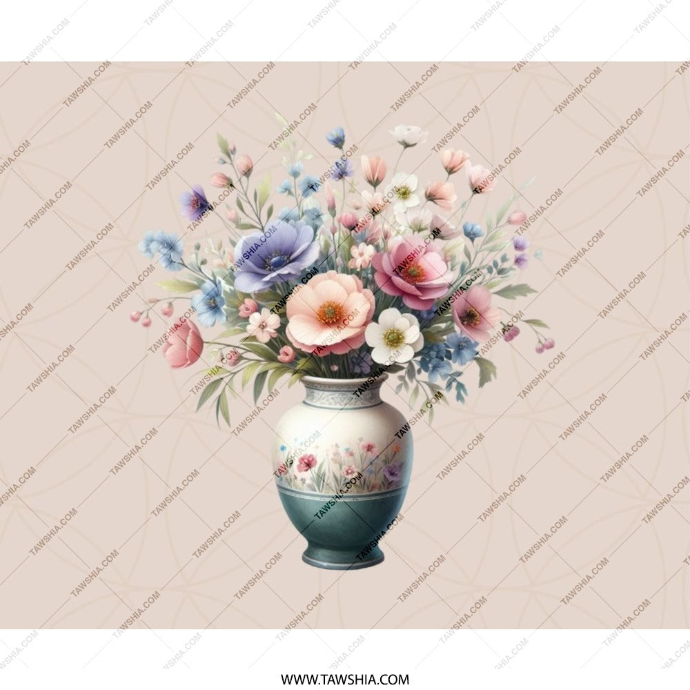 Floral Mousepad, Vase of Flowers, Cute Desk Decor, Floral Office Decor, Pastel Flowers Mouse Pad, Elegant Mousepad, Flower Lover Gift - Tawshia