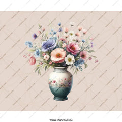 Floral Mousepad, Vase of Flowers, Cute Desk Decor, Floral Office Decor, Pastel Flowers Mouse Pad, Elegant Mousepad, Flower Lover Gift - Tawshia