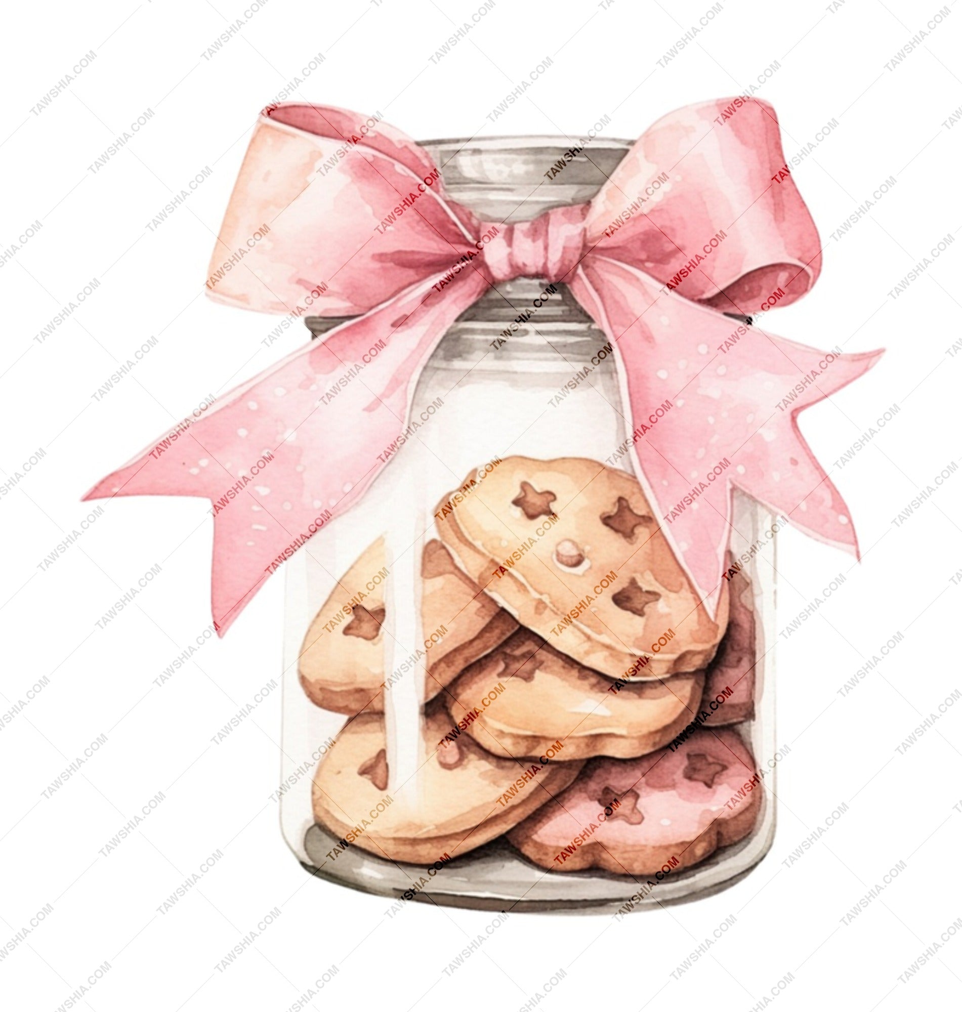 Cookie Jar Mug, Pink Bow Mug, Watercolor Design Mug, Baking Lover Gift, Cute Food Mug, Kitchen Decor, Hot Chocolate Mug - Tawshia