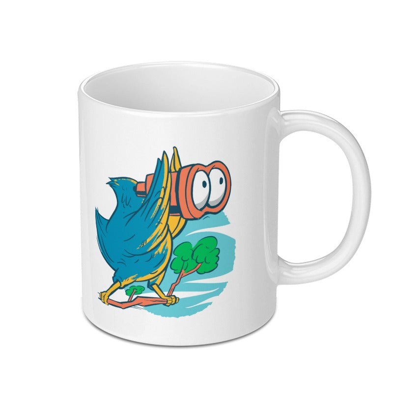 Colorful Cartoon Bird with Binoculars Mug product