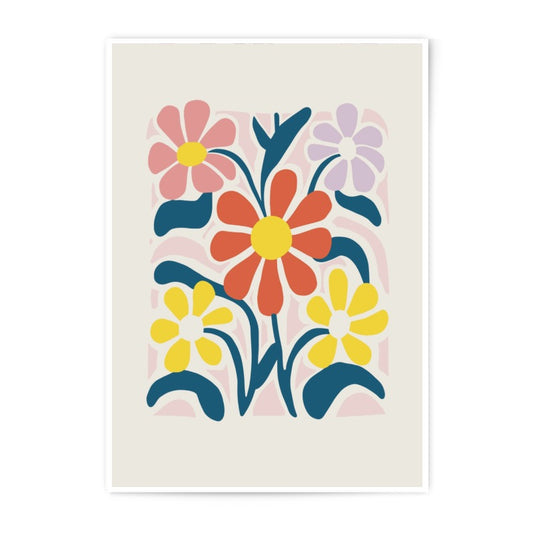 Abstract Floral Photographic Print, Colorful Flower Wall Art, Modern Home Decor, Botanical Art Print, Flower Illustration Print - Tawshia