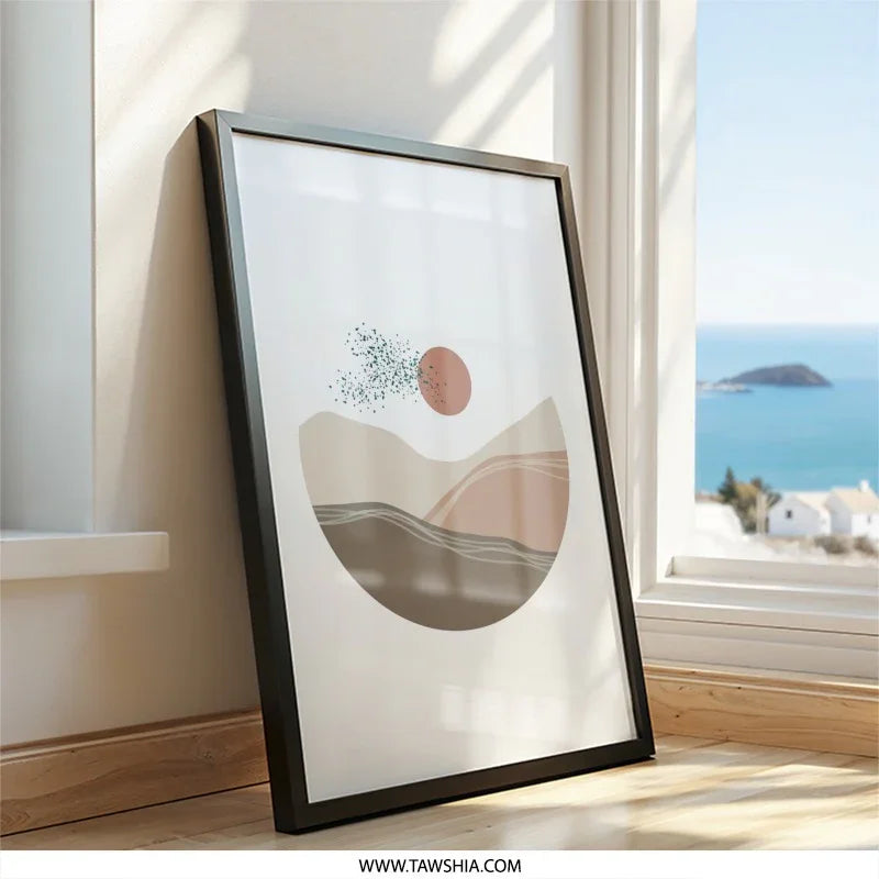 Abstract Desert Wall Art, Minimalist Landscape Print, Modern Home Decor, Boho Art Print, Neutral Tone Artwork, Sunset Artwork, Wall Decor - Tawshia