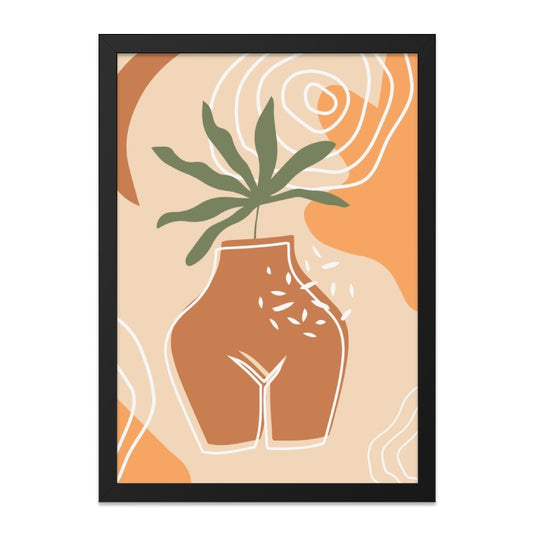 Boho Plant Vase Wall Art, Abstract Female Body Print, Minimalist Art Print, Neutral Color Wall Decor, Modern Art Wall Decor - Tawshia