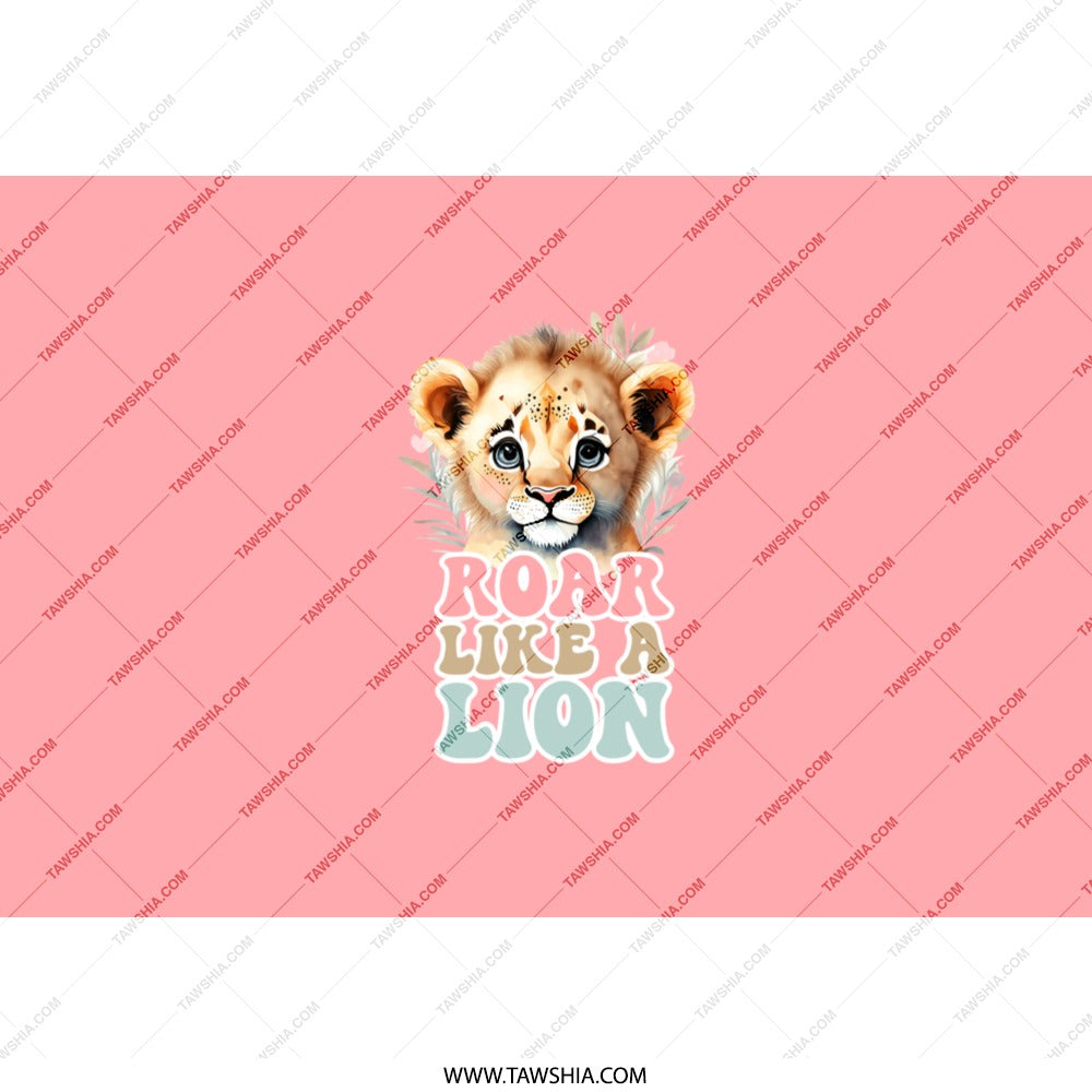 Roar Like a Lion Tumbler, Cute Lion Cub Tumbler, Animal Lover Gift, Unique Tumbler Design, Pink Tumbler, Drinkware, Gift Idea, Stainless - Tawshia