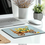 Daffodil Mouse Pad, Floral Cart, Garden Tools, Spring Flowers, Botanical Art, Unique Desk Decor, Home Office Accessories - Tawshia
