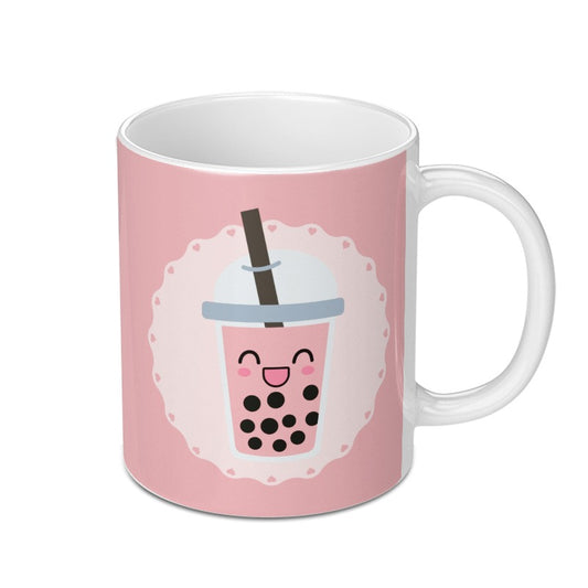 Kawaii Bubble Tea Mug, Cute Boba Drink Mug, Trendy Pink Aesthetic, Unique Gift Idea, Novelty Tea Cup, Beverage Mug - Tawshia