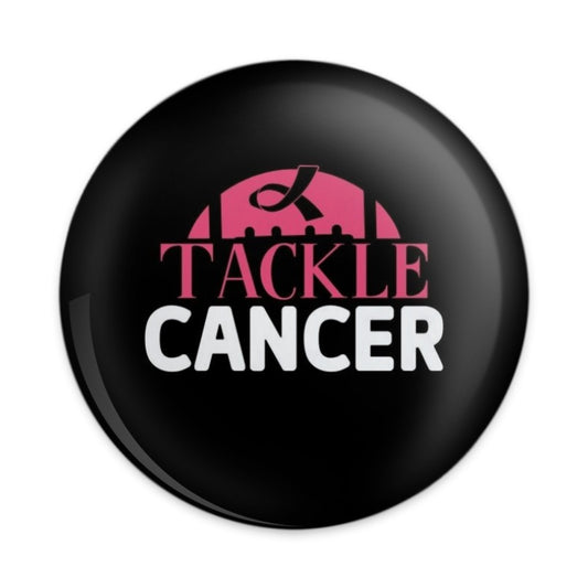 Tackle Cancer Pinback Button, Pink Ribbon Design, Awareness Pin, Support Gift, Breast Cancer Awareness, Hope and Strength, Fight Cancer - Tawshia