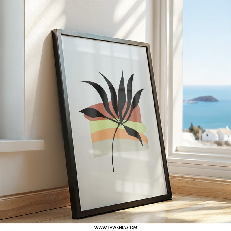 Abstract Floral Wall Art, Botanical Print, Modern Wall Decor, Minimalist Art, Stylish Home Decor, Plant Art Print, Black Plant Art - Tawshia