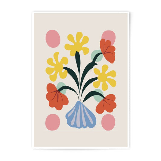 Abstract Floral Photographic Print, Retro Flower Art, Modern Botanical Art, Home Decor, Wall Art, Colorful Floral Illustration - Tawshia