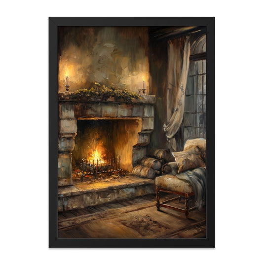 Cozy Fireplace Wall Art, Warm Home Decor, Relaxing Room Art, Winter Scene Print, Vintage Style Wall Decor, Fireplace Art Print - Tawshia