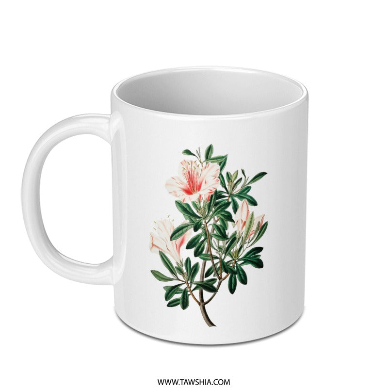 Floral Mug, Azalea Mug, Flower Mug, Botanical Mug, Vintage Style Mug, Tea Mug, Coffee Mug, Drinkware, Gift For Her, Spring Mug - Tawshia