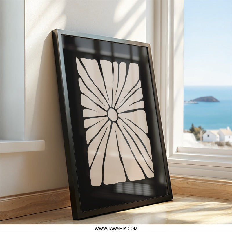 Abstract Floral Wall Art, Beige Flower Print, Minimalist Art Decor, Modern Home Decor, Contemporary Wall Hanging - Tawshia