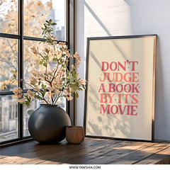 Dont Judge A Book Framed Wall Art, Book Lover Gift, Retro Wall Decor, Movie Quote Print, Literary Art, Home Decor, Funny Reading Poster - Tawshia