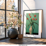 Tulip Wall Art Print, Floral Still Life Painting, Flower Bouquet Poster, Modern Home Decor, Botanical Art for Living Room, Elegant Art - Tawshia