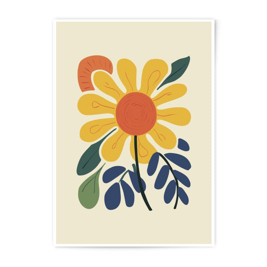 Floral Photographic Print, Retro Flower Art Print, 70s Flower Power Decor, Sunflower Print, Botanical Wall Art, Colorful Home Decor - Tawshia