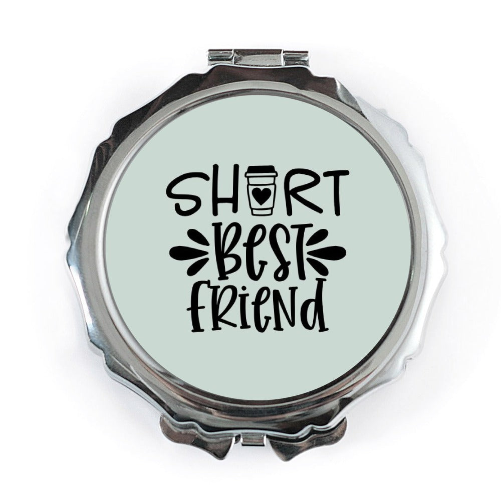 Short Best Friend Pocket Mirror, Cute Friendship Gift, Coffee Pocket Mirror, Fun Travel Mirror, BFF Gift Idea, Compact Mirror - Tawshia