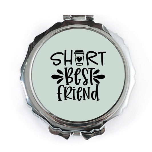 Short Best Friend Pocket Mirror, Cute Friendship Gift, Coffee Pocket Mirror, Fun Travel Mirror, BFF Gift Idea, Compact Mirror - Tawshia