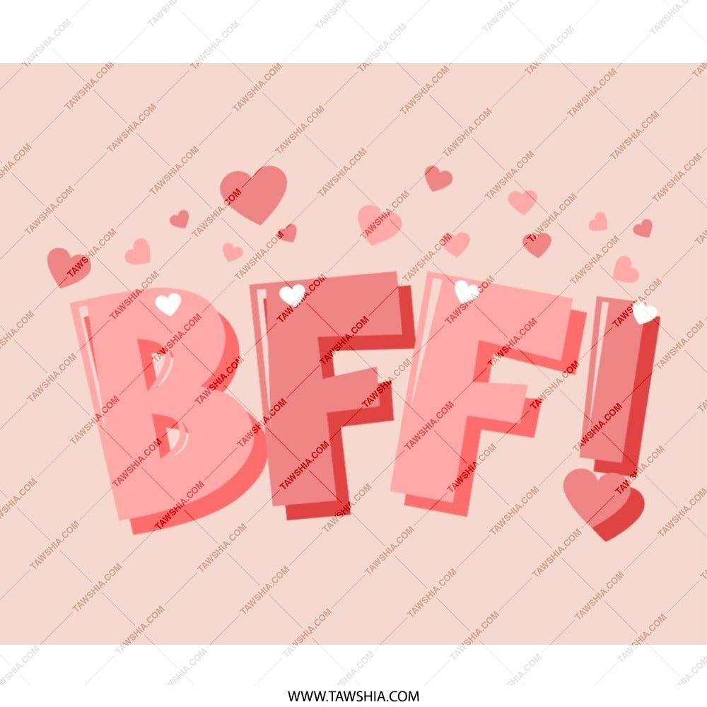 BFF Mouse Pad, Best Friends Forever, Pink Hearts Decor, Cute Desk Accessory, Gift for Bestie, Girly Aesthetic, Trendy Office Decor - Tawshia