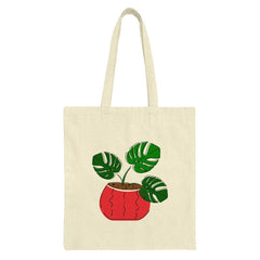 Monstera Plant Tote Bag, Houseplant Lover Gift, Cute Green Leaves, Stylish Canvas Bag, Botany Gift, Plant Mom Bag, Trendy Shopper Bag - Tawshia