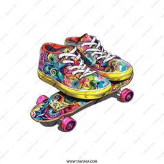 Colorful Skate Shoes Pillow, Artistic Skateboard Design, Unique Home Decor, Vibrant Accent Pillow, Skater Gift Idea, Trendy Room Pillow - Tawshia