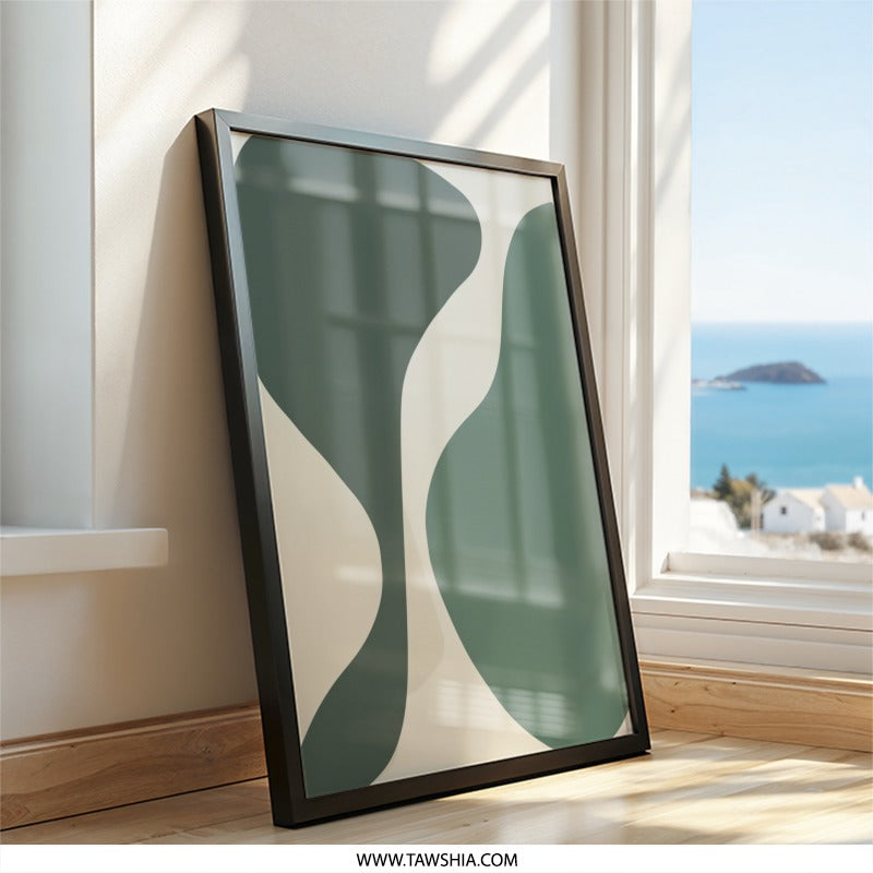 Modern Abstract Wall Art, Neutral Tones Print, Green and Beige Art, Minimalist Wall Decor, Contemporary Home Art, Art Print - Tawshia