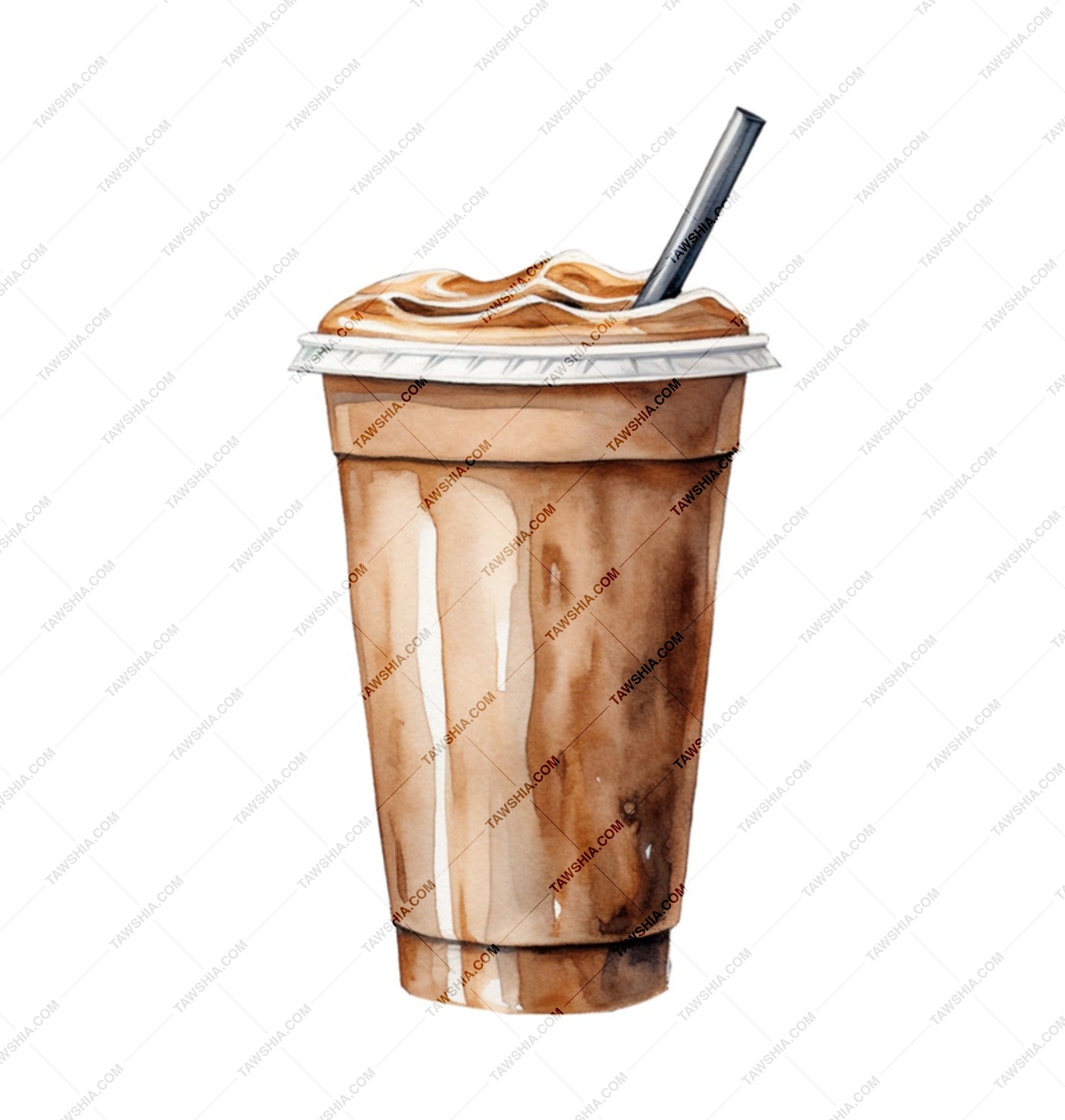 Iced Coffee Mug, Frappe Mug, Watercolor Coffee Cup, Coffee Lover Gift, Caffeine Addict Mug, Drinkware, Beverage Mug, Novelty Mug - Tawshia