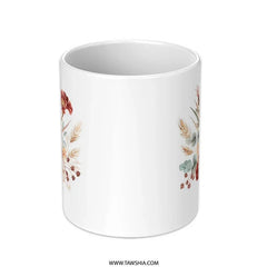 Floral Bouquet Mug, Burgundy Flowers Coffee Mug, Rustic Autumn Design, Fall Flower Lover Gift, Botanical Art Mug - Tawshia