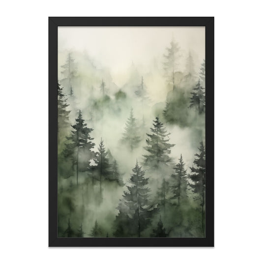 Misty Forest Wall Art, Watercolor Pine Tree Print, Nature Landscape Painting, Atmospheric Forest Scene, Home Decor, Gift Idea - Tawshia