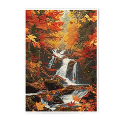 Autumn Waterfall Photographic Print, Fall Foliage, Nature Wall Art, Landscape Photography, Serene Scene, Home Decor, Gift Idea - Tawshia