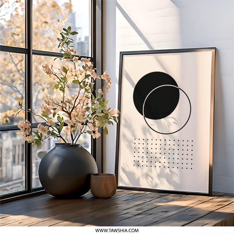 Abstract Geometric Wall Art, Minimalist Print, Circle and Dot Design, Modern Home Decor, Contemporary Wall Decor - Tawshia