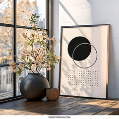 Abstract Geometric Wall Art, Minimalist Print, Circle and Dot Design, Modern Home Decor, Contemporary Wall Decor - Tawshia