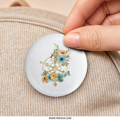 Nautical Floral Pinback Button, Ship Wheel Flowers, Ocean Theme Button, Coastal Decor, Beach Lover Gift, Unique Pin, Elegant Accessory - Tawshia