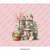 Floral Bookshelf Backpack, Stylish Literary Bag, Book Lover Gift, Trendy School Bag, Unique Bookish Pack, Cute Gift for Readers - Tawshia