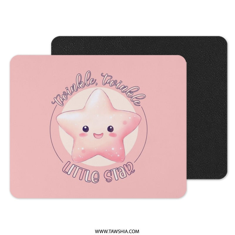 Twinkle Little Star Mouse Pad, Cute Pink Starry Sky Desk Decor, Kawaii Gamer Gift, Starry Mousepad, Office Accessories, Unique Mouse Mats - Tawshia