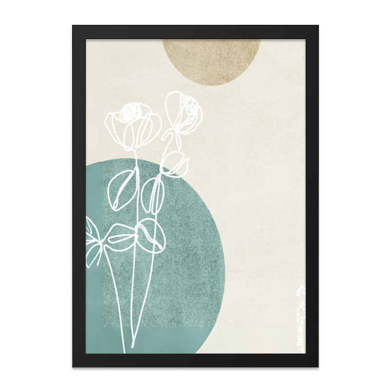 Minimalist Floral Wall Art, Boho Line Art Print, Botanical Art, Abstract Shapes Print, Modern Home Decor - Tawshia