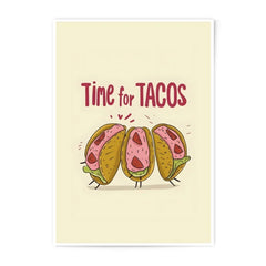 Time for Tacos Photographic Print, Funny Food Art, Taco Lover Gift, Kitchen Wall Decor, Cute Food Illustration Print, Mexican Food Art - Tawshia