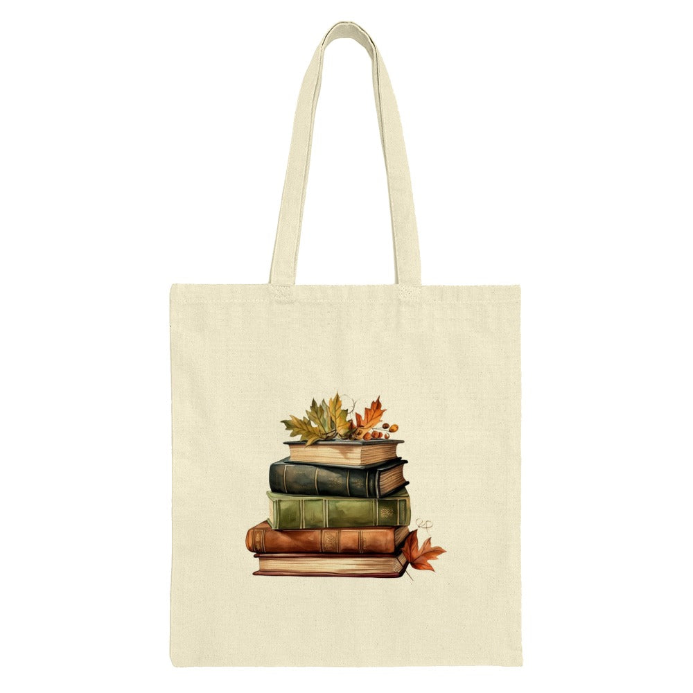 Book Lover Tote Bag, Autumn Leaves Tote, Fall Reading Tote, Library Book Bag, Teacher Tote Bag, Librarian Tote, School Tote, Bookish Tote - Tawshia