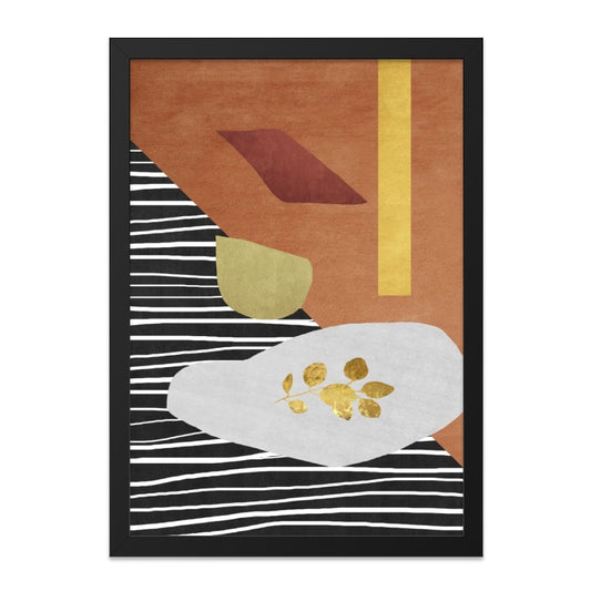 Abstract Geometric Wall Art, Modern Shapes Print, Minimalist Art Decor, Gold Leaf Artwork, Contemporary Home Decor - Tawshia