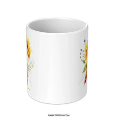 Sunflower Mug, Floral Watercolor Design, Mason Jar Art, Coffee Mug, Tea Cup, Gift Idea, Unique Present, Flower Lover Gift - Tawshia