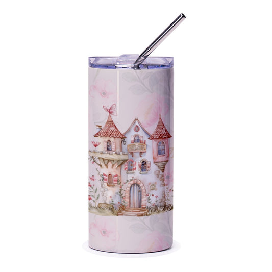 Princess Castle Tumbler, Fairytale Tumbler, Whimsical Castle Design, Gift For Girl, Fantasy Tumbler, Stainless Steel Tumbler - Tawshia