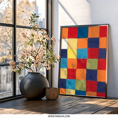 Colorful Squares Wall Art, Abstract Painting Print, Geometric Art Decor, Modern Art Poster, Living Room Wall Art - Tawshia
