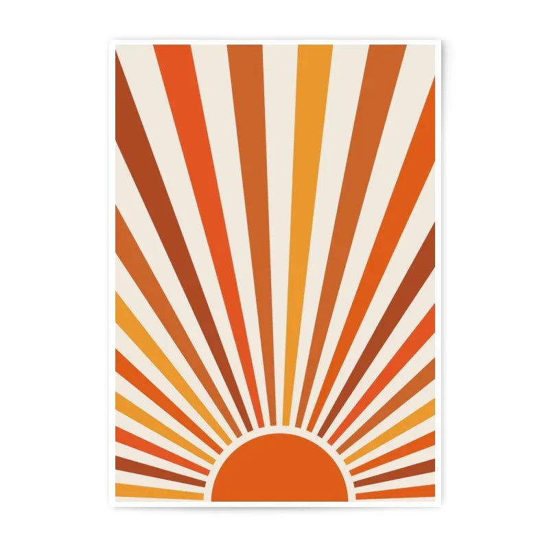 Retro Sun Photographic Print, 70s Inspired Art, Abstract Sunrise Wall Decor, Warm Tone Home Art, Minimalist Poster, Bohemian Art Print - Tawshia