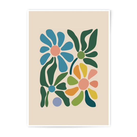 Floral Photographic Print, Retro Flower Art, Colorful Floral Print, Modern Art Print, Botanical Wall Art, Home Decor, Flower Wall Art - Tawshia