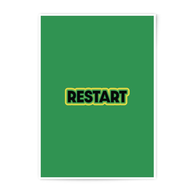 Restart Photographic Prints, Motivational Wall Art, Green Background, Simple Design, Unique Gift Idea, Office Decor, Home Improvement - Tawshia