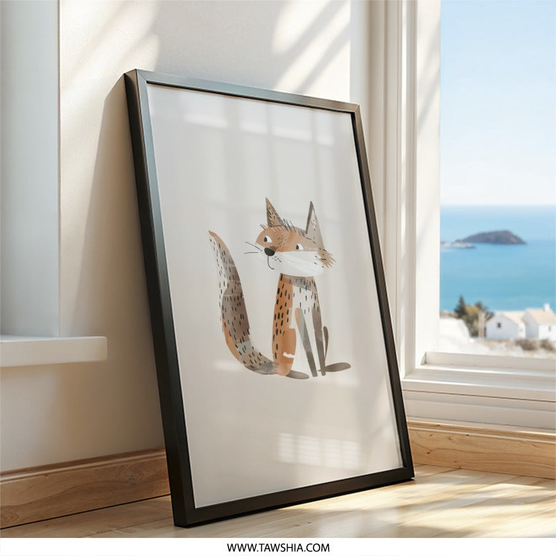 Fox Wall Art Print, Cute Animal Wall Decor, Nursery Art, Kids Room Decor, Playroom Art, Scandinavian Style Art - Tawshia