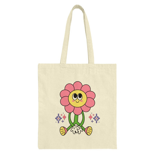 Cute Flower Tote Bag, Groovy Flower Power Bag, Cartoon Flower Carry Bag, Unique Trendy Tote, Stylish Everyday Bag, Reusable Grocery Bag - Tawshia